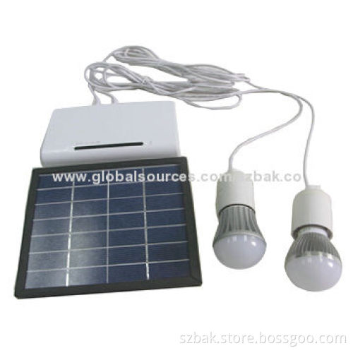 Solar LED Lighting, 2 Pieces 12V/3W Lamps, 2.2Ah Capacity Battery and 10W Solar Panel/Remote Control